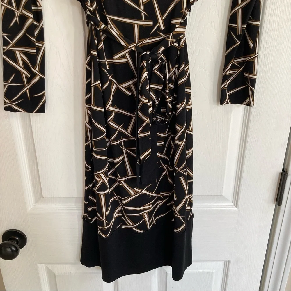 Diane Von Furstenberg Saniah Bis Grass Rain Silk Jersey Wrap Waist Dress, Sz 2